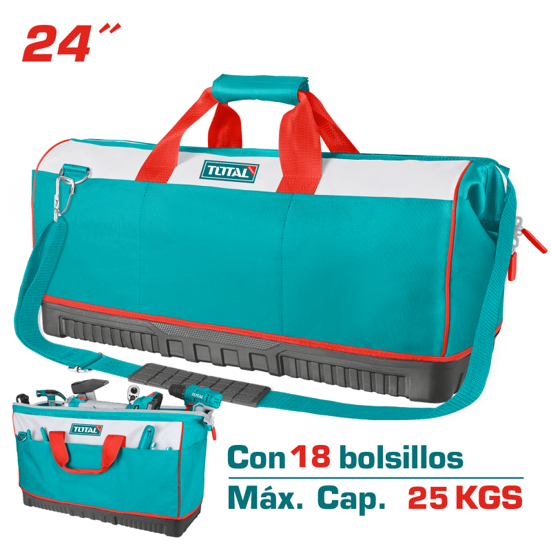 MALETIN DE HERRAMIENTAS 24PULG 18 BOLSILLOS MAX 25KG POLIESTER 600D/1680D INDUSTRIAL