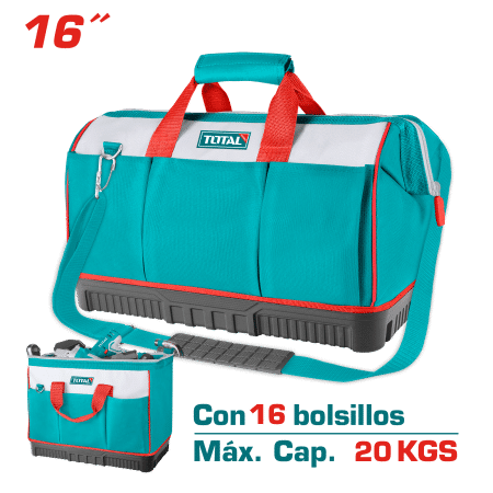 MALETIN DE HERRAMIENTAS 16PULG 16 BOLSILLOS MAX 20KG POLIESTER 168DD INDUSTRIAL