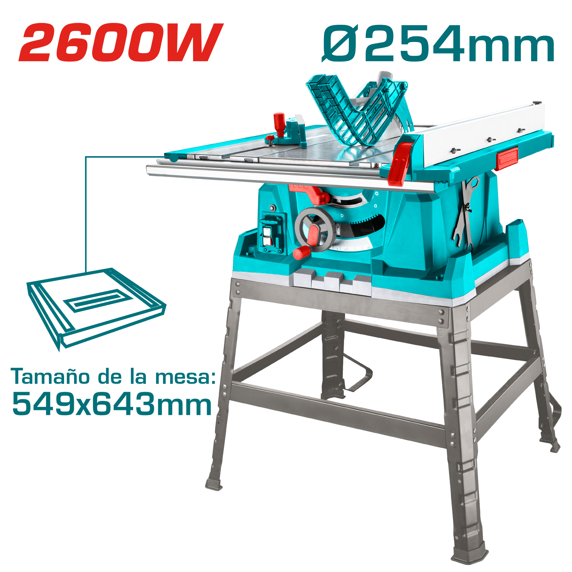 SIERRA DE MESA 2600W 4800RPM HOJA 254X25.4MM AREA 643X549MM INDUSTRIAL