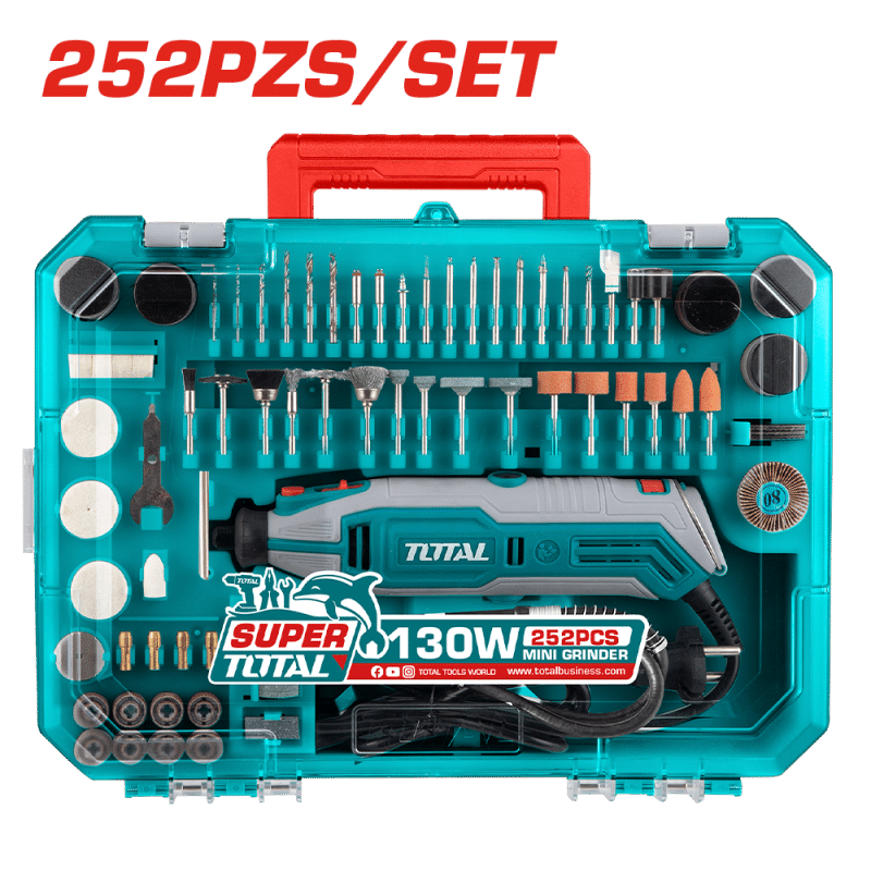 RECTIFICADOR 130W 10000-35000RPM COL:3.2/2.3MM + ACCESORIOS 252PCS EN MALETING