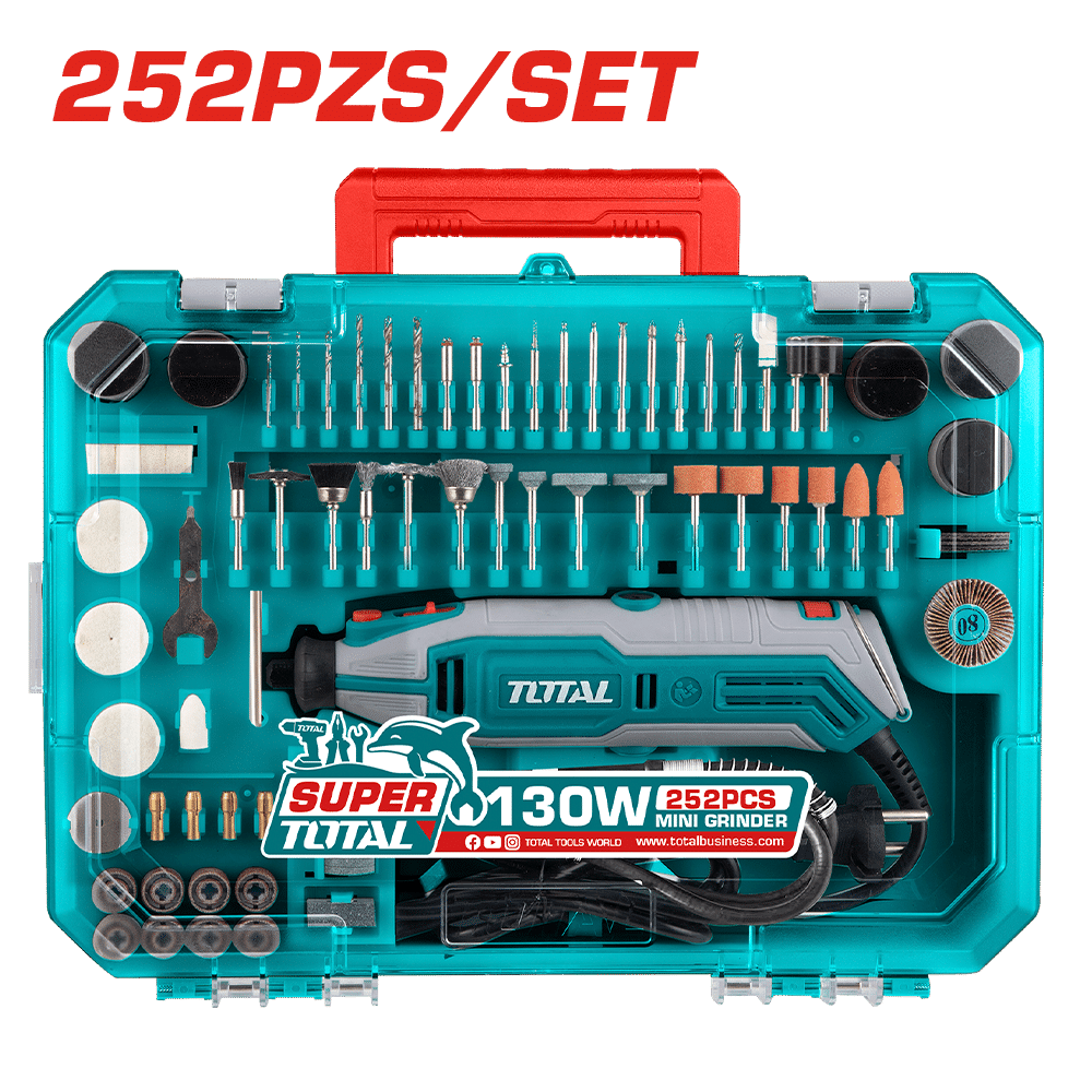 RECTIFICADOR 130W 10000-35000RPM COL:3.2/2.3MM + ACCESORIOS 252PCS EN MALETING