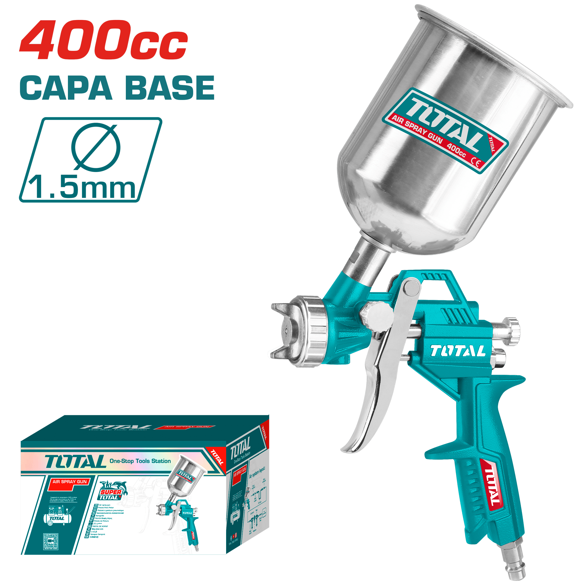 AEROGRAFO D/GRAVEDAD 400CC 1.5MM PATRON 180-250MM CONSUMO 7.1CFM