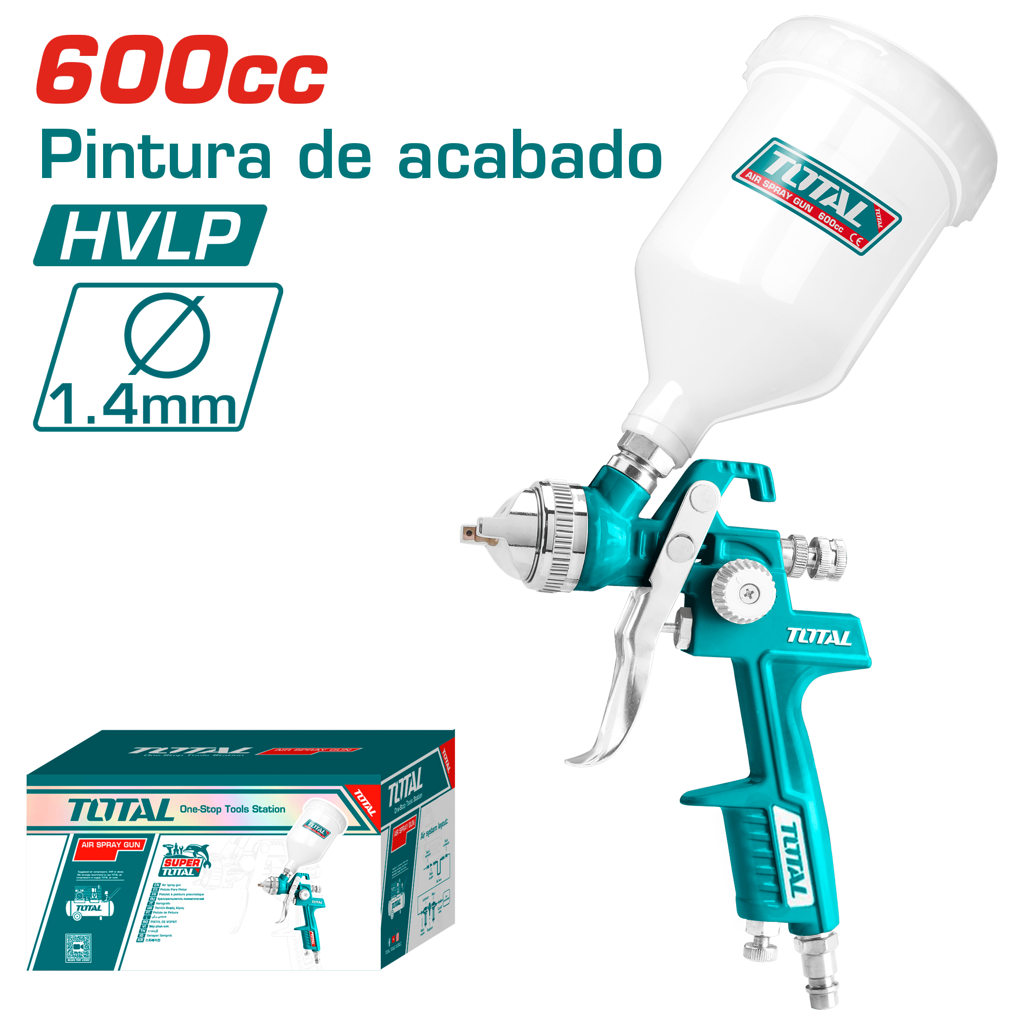 AEROGRAFO D/GRAVEDAD HVLP 600CC 1.4MM PATRON 180-250MM INDUSTRIAL