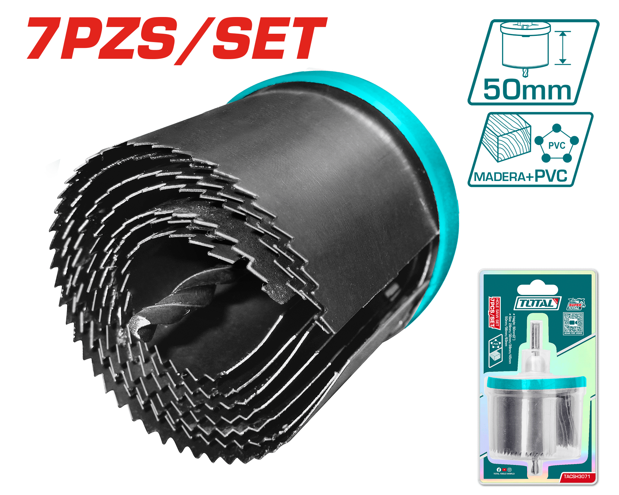 SET DE HOJAS PARA AGUJEROS 2'' 26/32/38/45/50/56/63 7PZS/SET