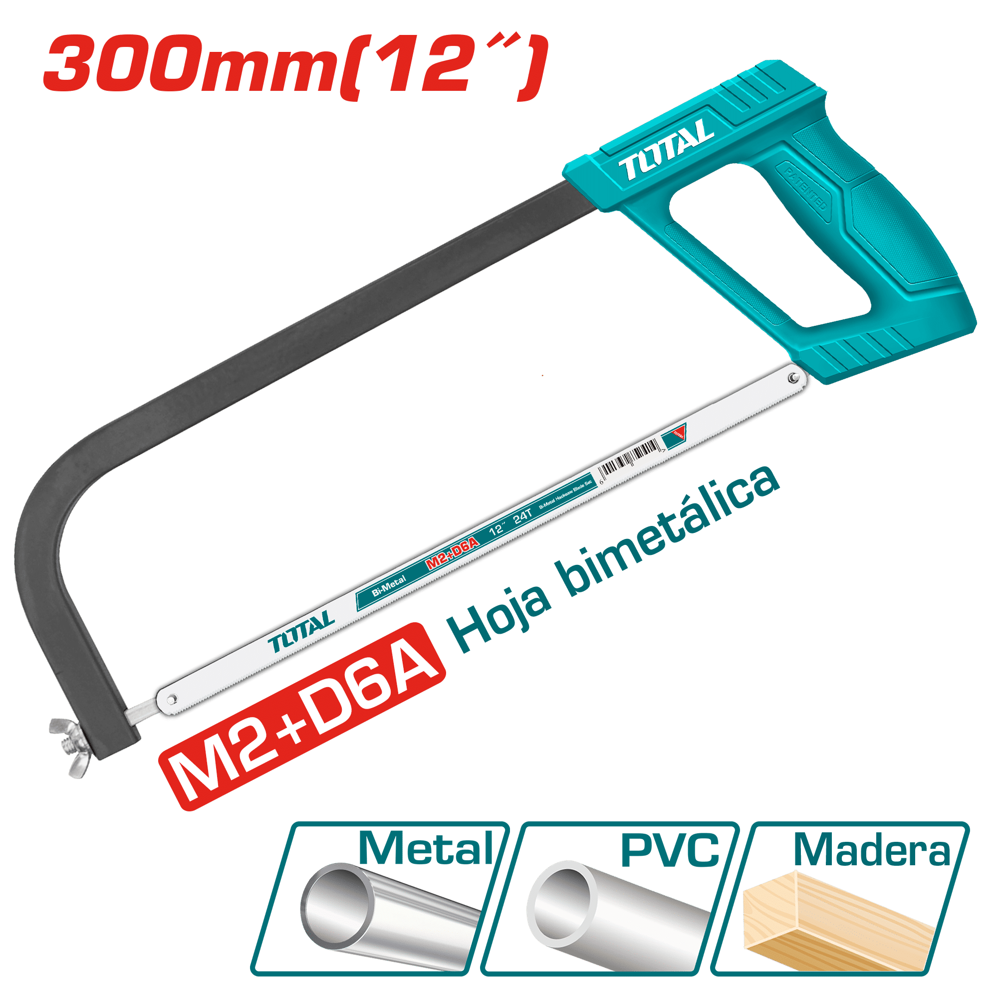 ARCO DE SIERRA 300MM(12'') MANGO ABS + 1PZ 24TPI M2+D6A BI METAL