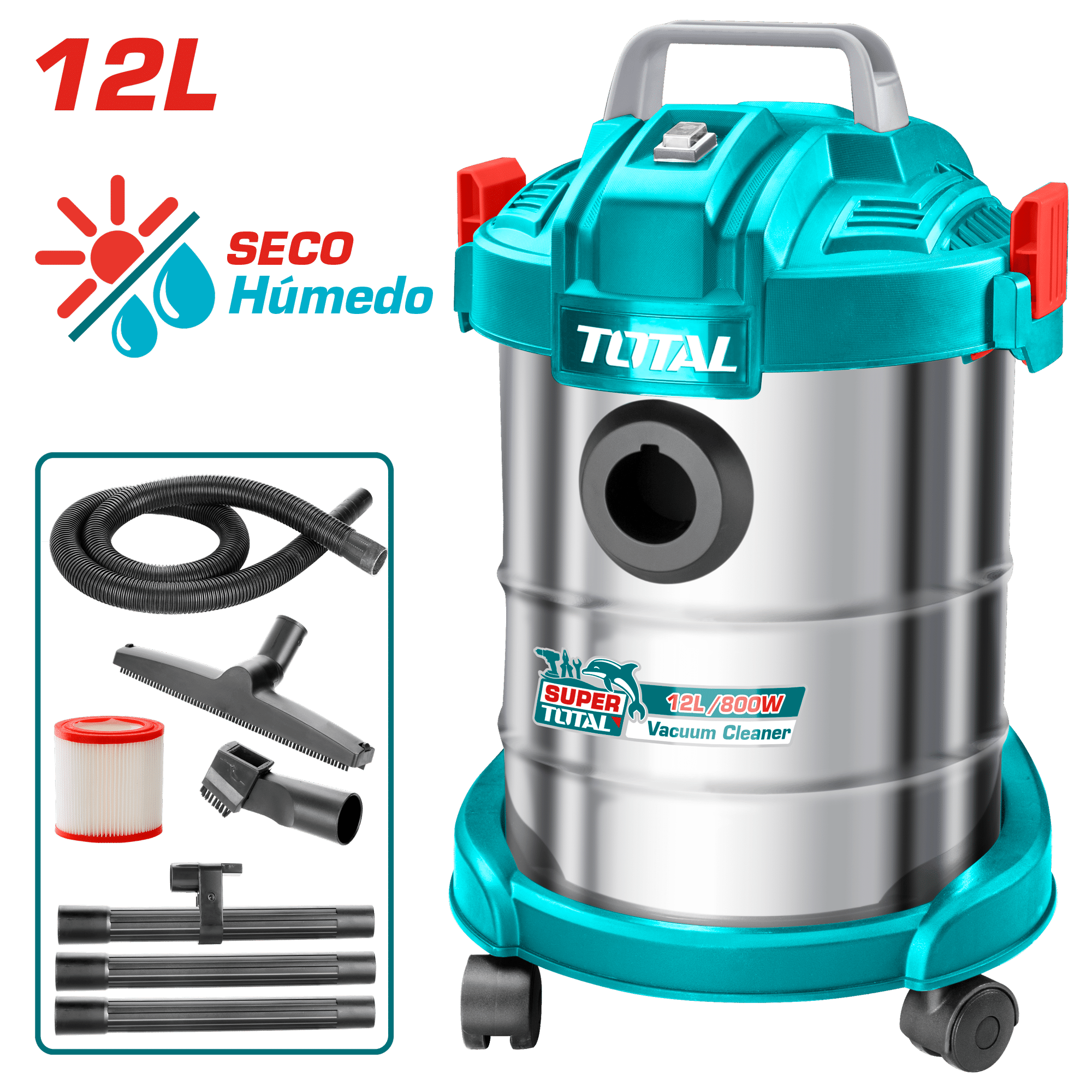 ASPIRADORA 12L 800W 1.7M3/MIN 16KPA SECO/HUMEDO