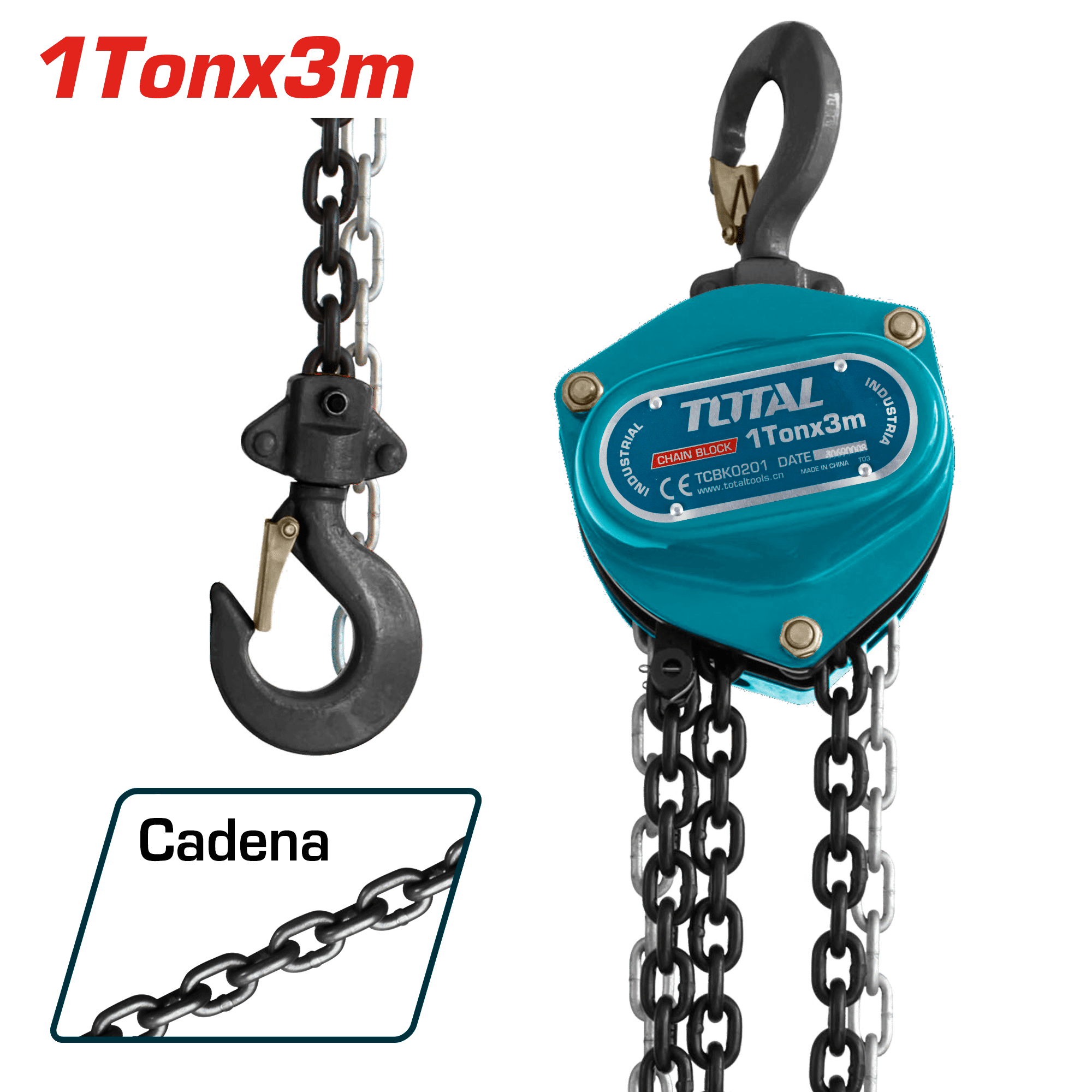 TECLE 1TON ALT:3M 250N UNA CADENA INDUSTRIAL