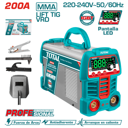 SOLDADORA INVERTER MMA/TIG VRD 15-200A LCD E:1.6-4.0MM LED DISPLAY PROFESIONAL