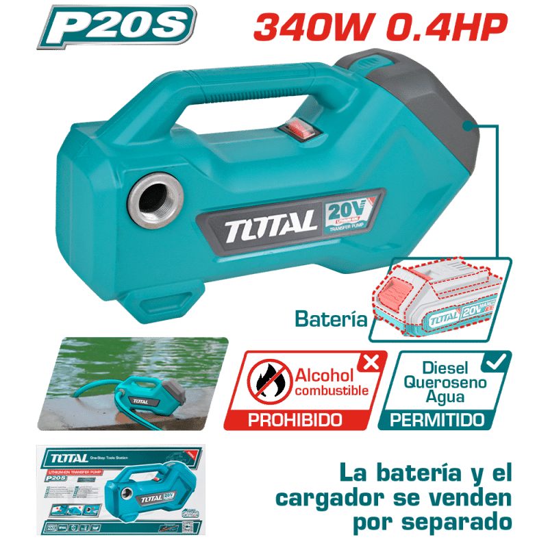 BOMBA DE TRANSFERENCIA LI-ION 20V 3/4" 4500RPM 48L/MIN