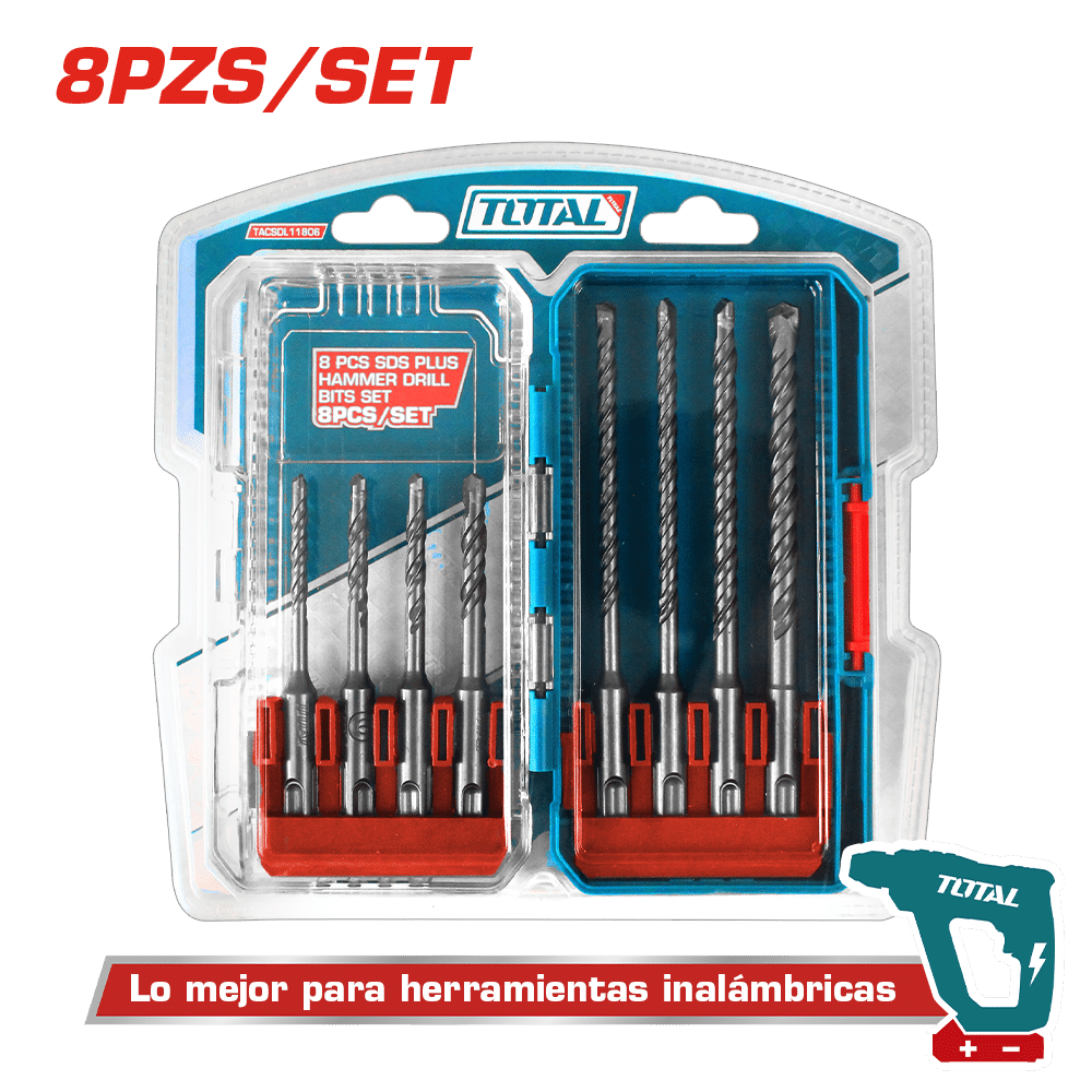 SET DE BROCAS SDS PARA ROTOMARTILLO 8PCS INDUSTRIAL