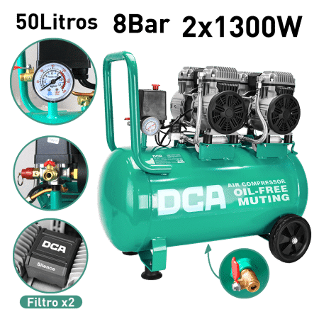 COMPRESORA OIL-FREE 1300W 2850/MIN 8BAR 156L/MIN 50L