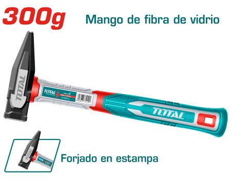 MARTILLO MECANICO 300G ACERO AL CARBON 45 + MANGO FIBRA DE VIDRIO