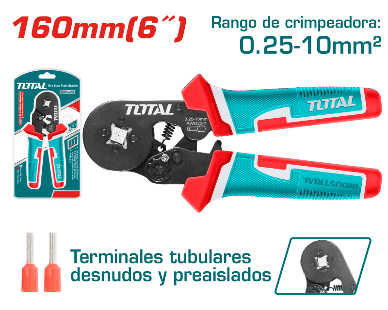 CRIMPEADORA RATCHET 160MM (6'') 0.25-10MM2 AWG:23-7 INDUSTRIAL