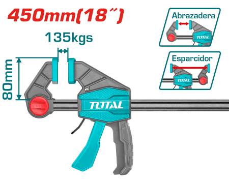 PRENSA F RÁPIDA 80X450MM (18'') 60KG REGLA 6X18MM