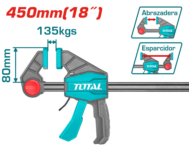 PRENSA F RÁPIDA 80X450MM (18'') 60KG REGLA 6X18MM