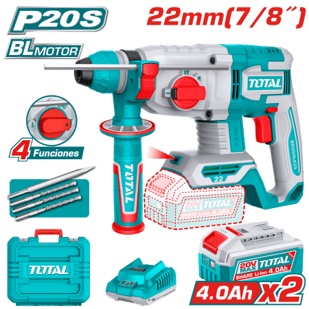 ROTOMARTILLO SDS+ 22MM 20V 2.0J 0-5400BPM BRUSHLESS 2X4.0AH 4FUNC INDUSTRIAL