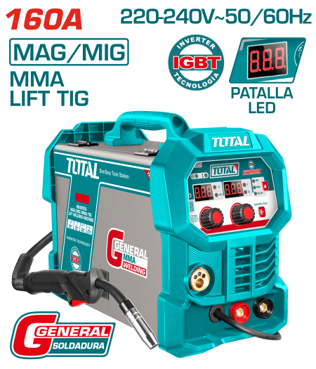 SOLDADORA INVERTER MAG/MIG/MMA/TIG LIFT 160A IGBT LED