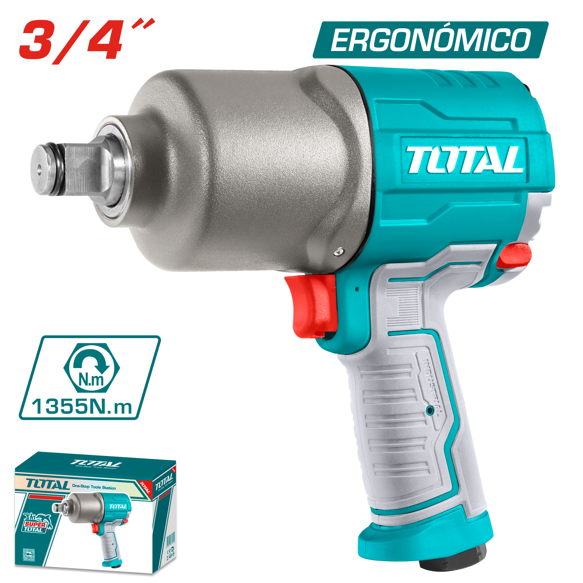 LLAVE IMPACTO NEUMATICA 1355NM 3/4'' 7000RPM 9CFM 90PSI INDUSTRIAL