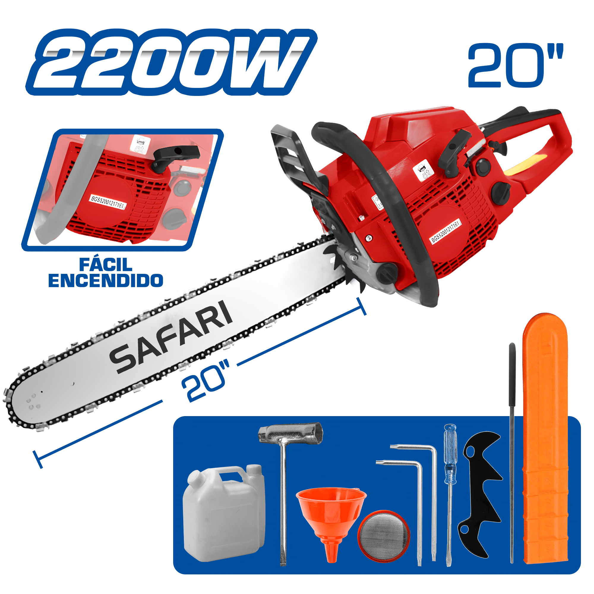 MOTOSIERRA GASOLINERA 20PULG 2200W 52CC