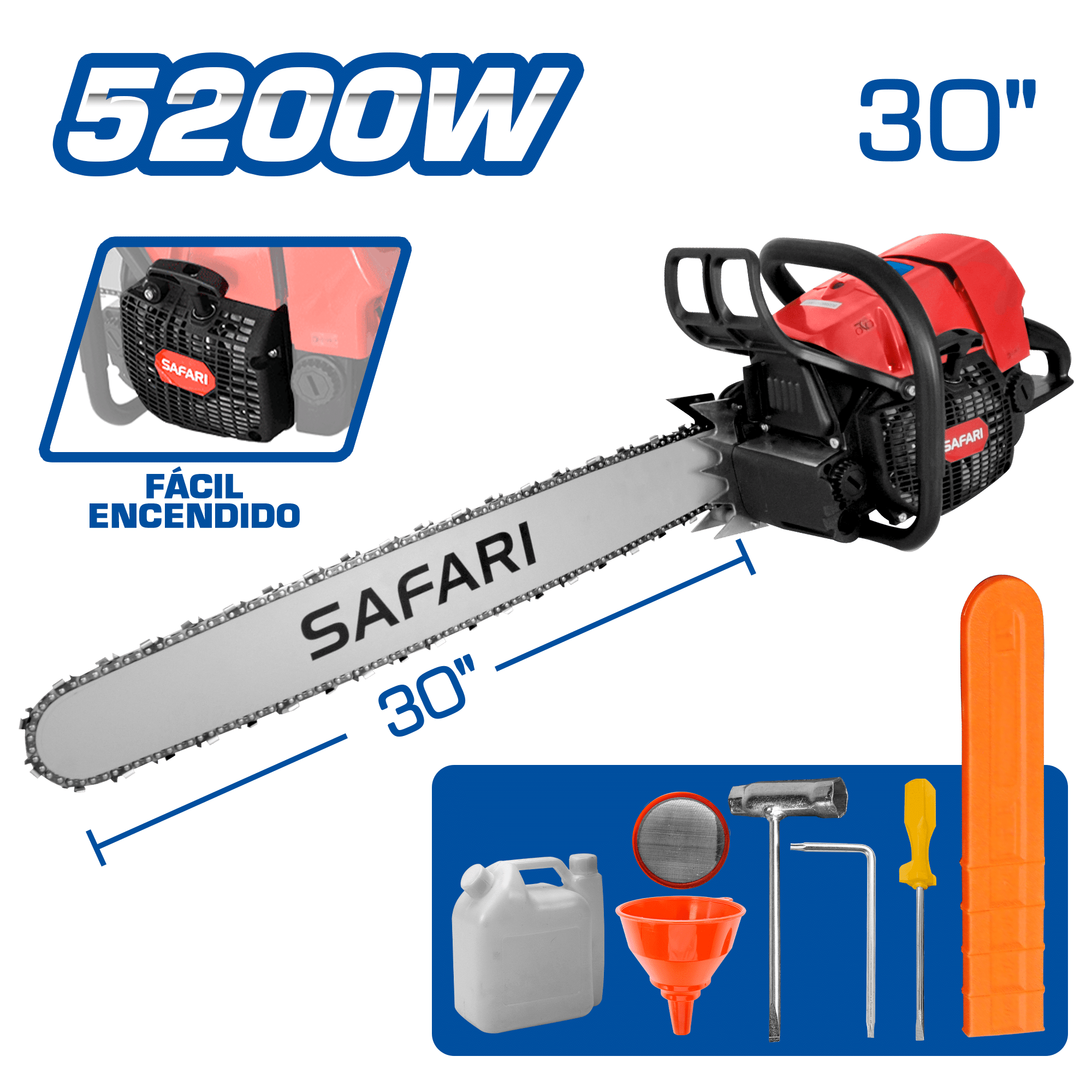 MOTOSIERRA GASOLINERA 30PULG 5200W DESP 92CC