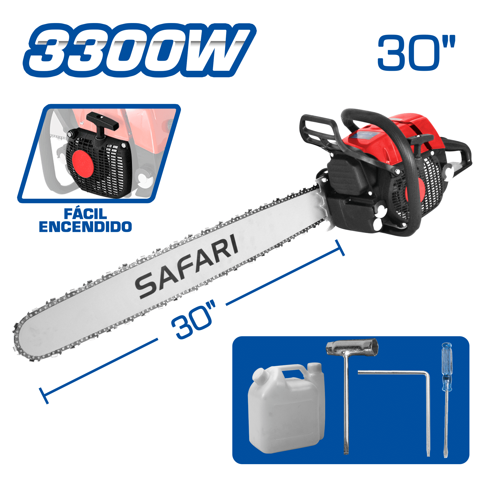 MOTOSIERRA GASOLINERA 30PULG 3300W 72.2CC T/ST