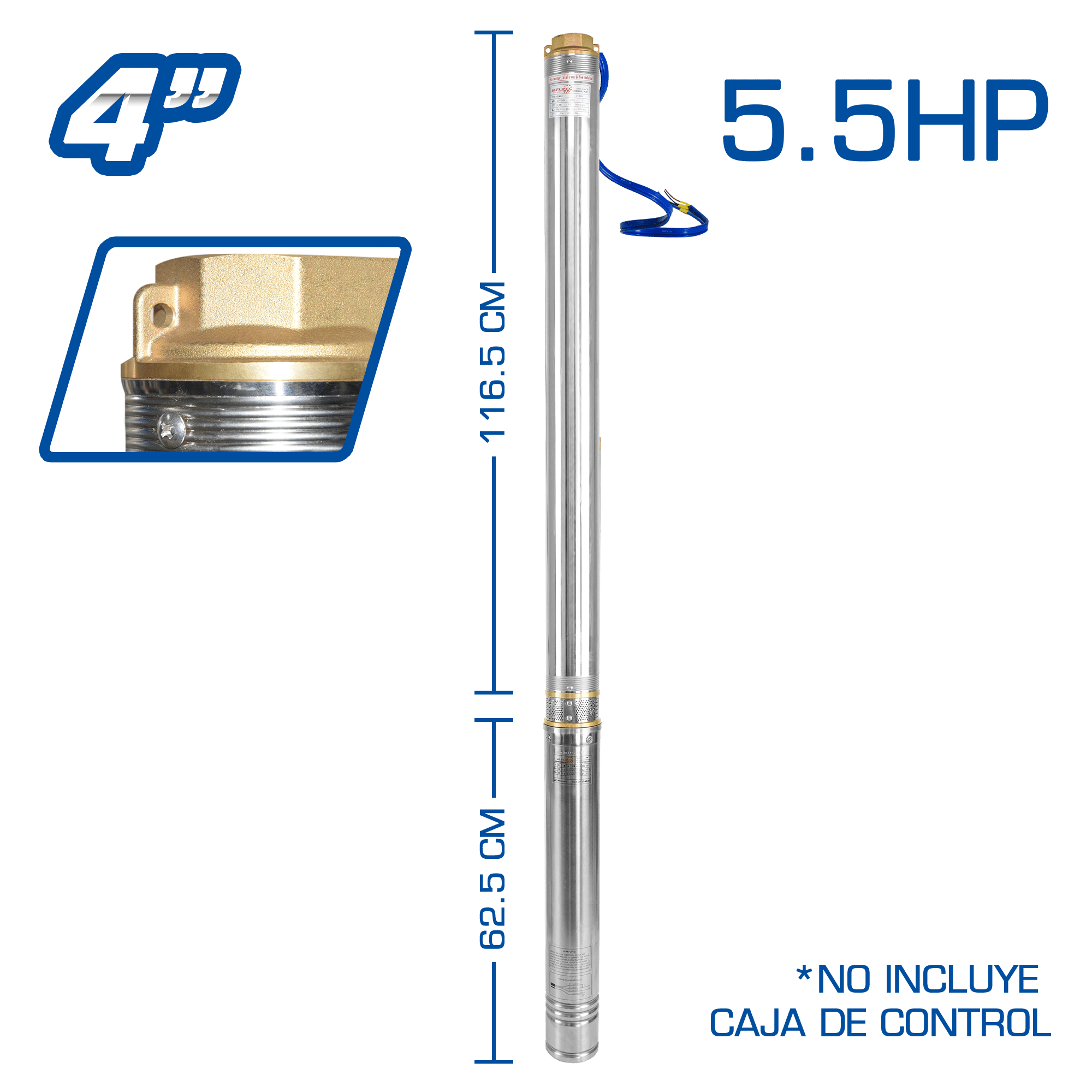 BOMBA SUMERGIBLE POZO 4” SD 220V 5.5HP 4.00KW 3FASE