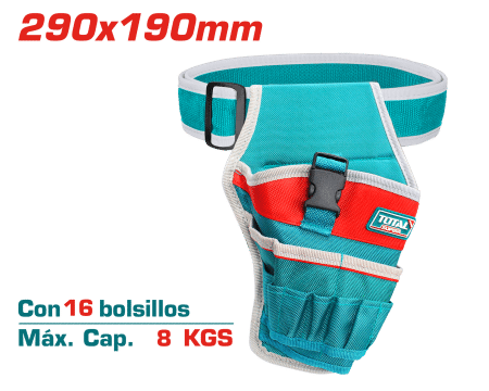 PORTA TALADRO CON CORREA/BOLSILLO 16D POLIESTER MAX: 8KG