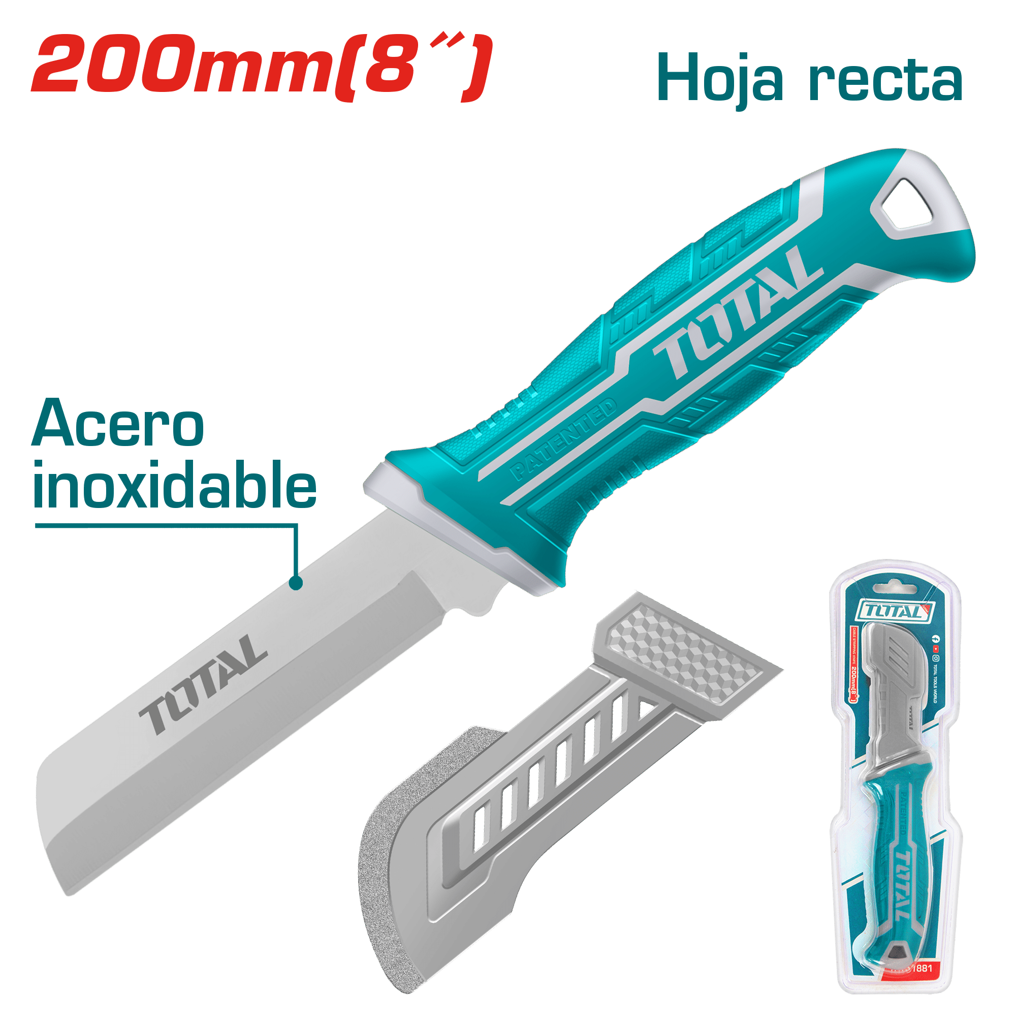 CUCHILLA PELA CABLE RECTO 200MM ACERO INOX MANGO ERGONÓMICO