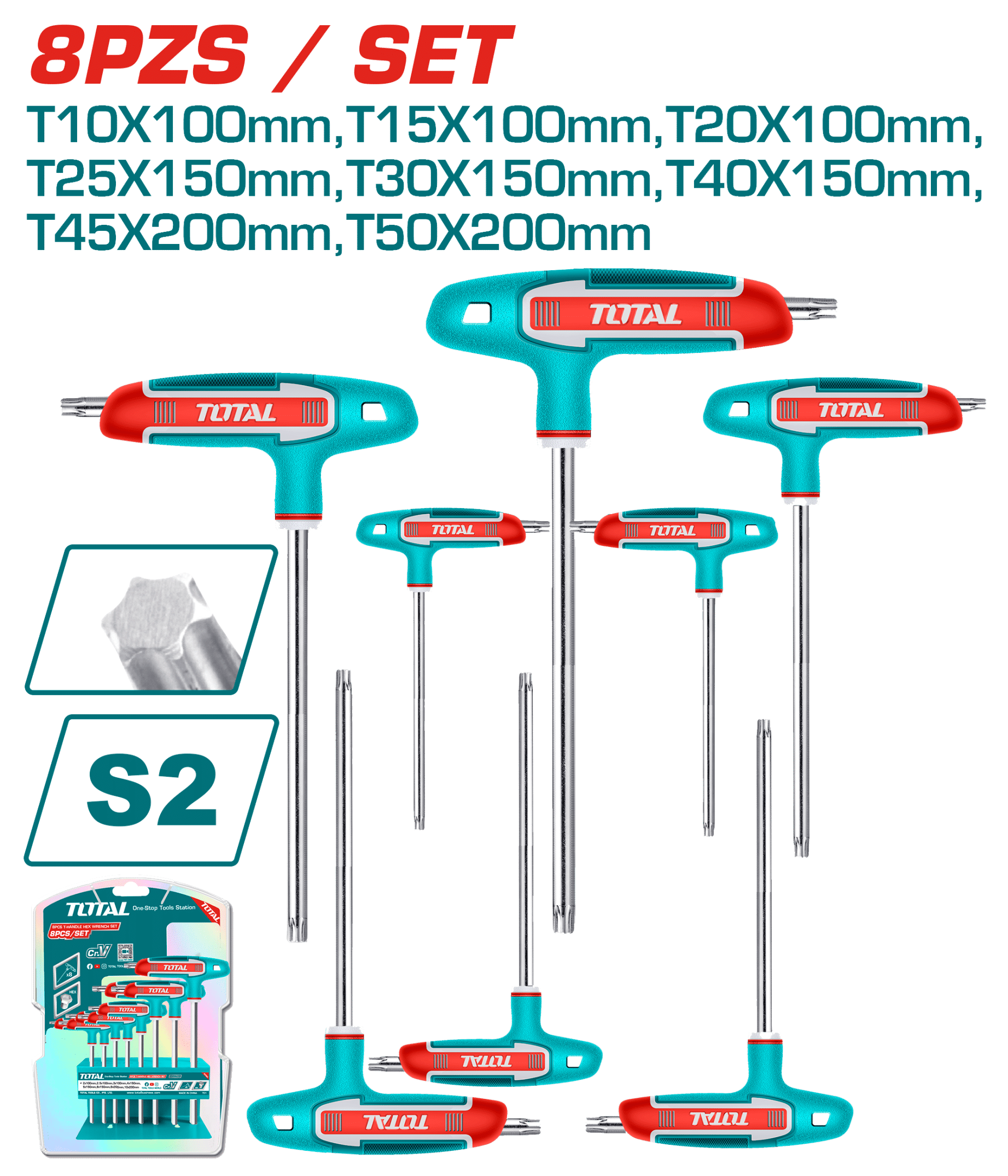 SET DE LLAVES TORX MANGO-T 8PCS S2 INDUSTRIAL