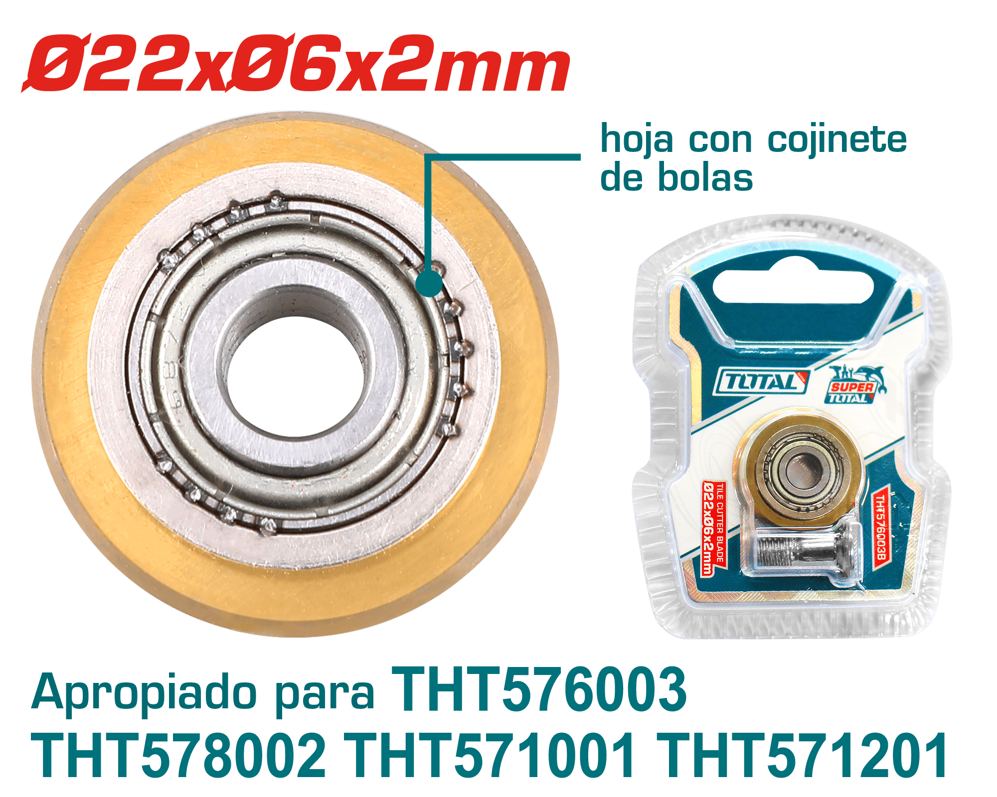 CUCHILLA CORTAMAYOLICA 22X6X2MM TUNGSTENO C/RODAJES