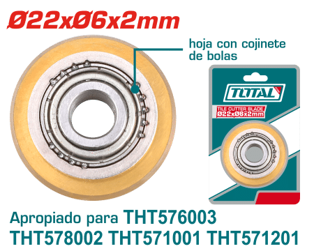 CUCHILLA CORTAMAYOLICA 22X6X2MM TUNGSTENO C/RODAJES