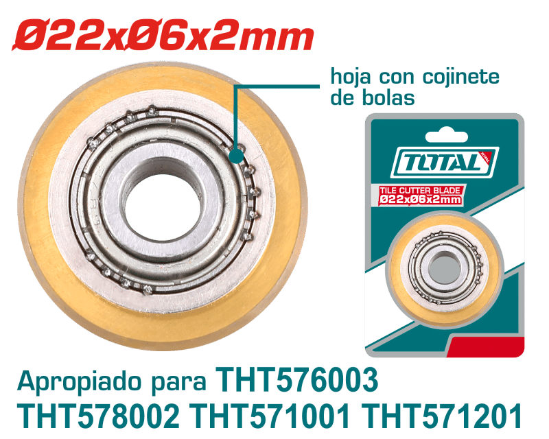CUCHILLA CORTAMAYOLICA 22X6X2MM TUNGSTENO C/RODAJES