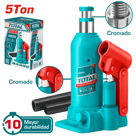 GATA BOTELLA 5TON ALTURA 218-474MM PISTON NIQUELADO INDUSTRIAL