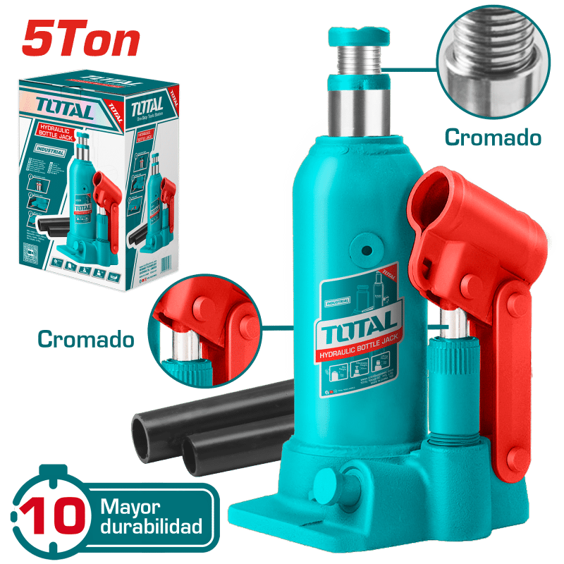 GATA BOTELLA 5TON ALTURA 218-474MM PISTON NIQUELADO INDUSTRIAL