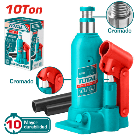 GATA BOTELLA 10TON ALTURA 220-488MM PISTON NIQUELADO INDUSTRIAL