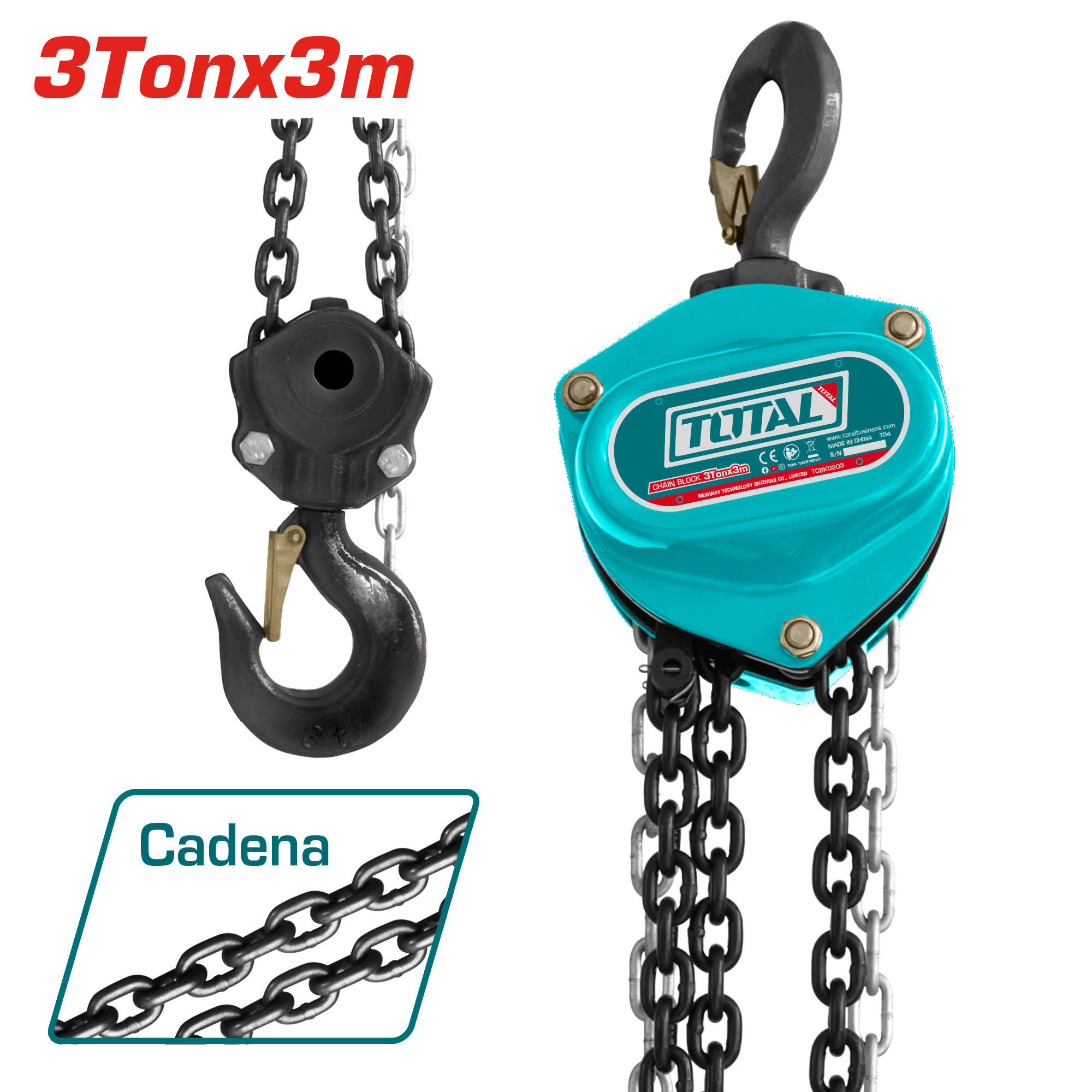 TECLE 3TON ALT:3M 290N DOBLE CADENA INDUSTRIAL