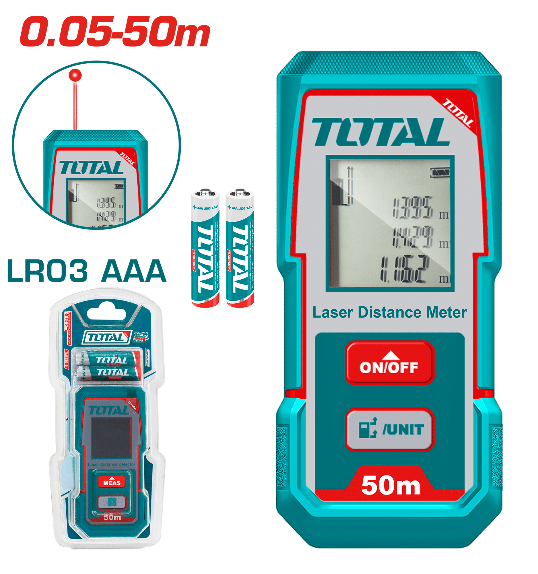 MEDIDOR DE DISTANCIA LASER RANGO 0.05-50M PRECISIÓN 2MM LT 635NM