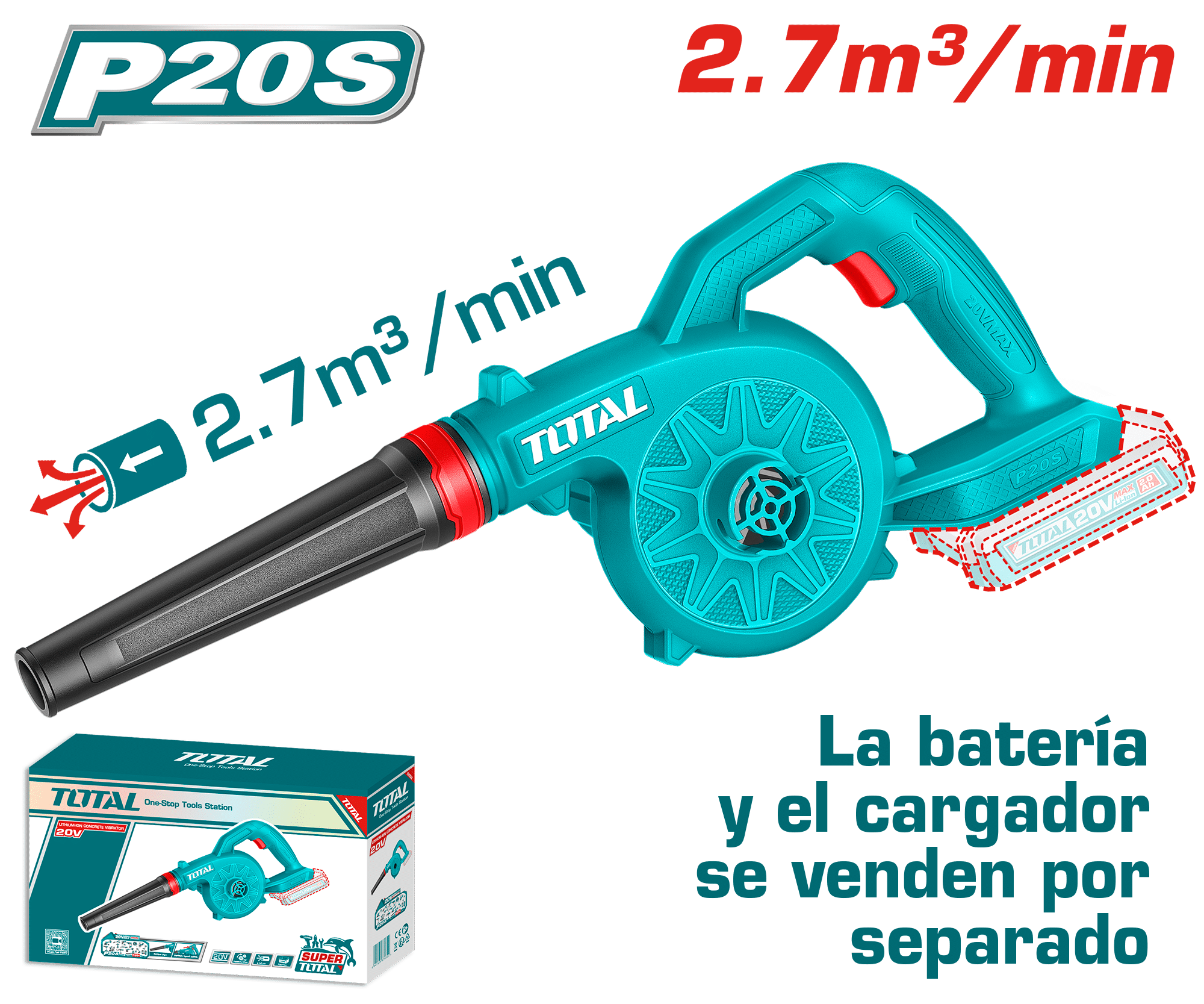 SOPLADORA LI-ION 20V 2.7M3/MIN 18000RPM