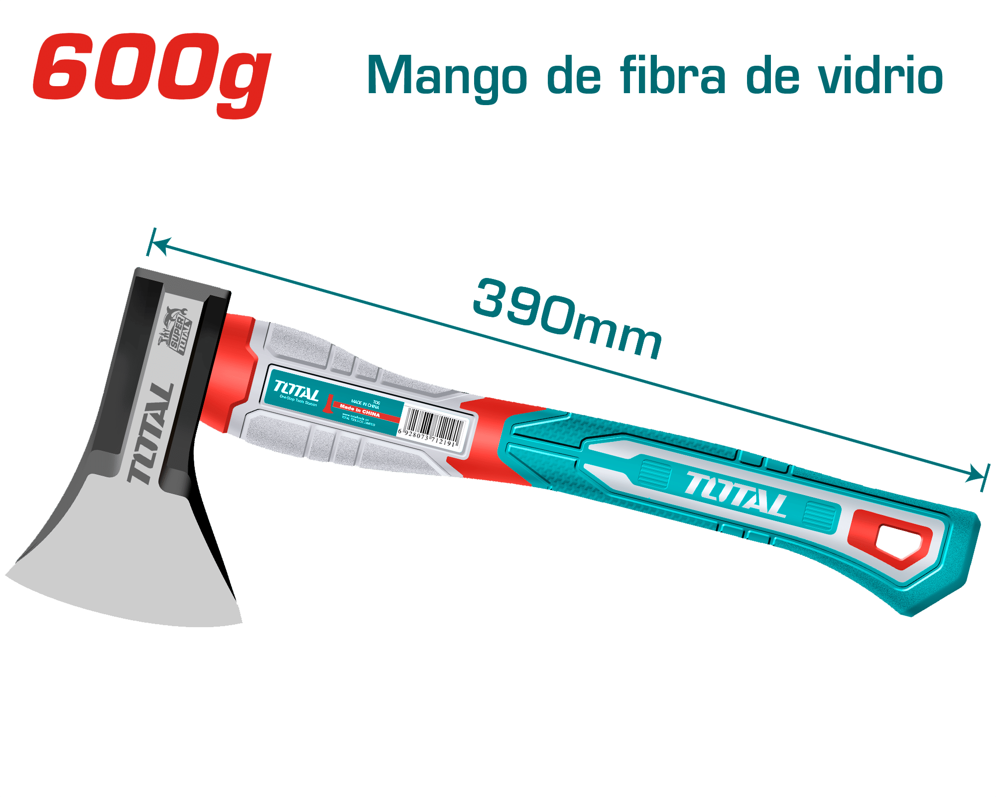 HACHA DE MANO 600G 390MM MANGO FIBRA DE VIDRIO