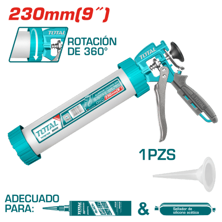 PISTOLA CALAFATEO 230MM(9PULG) D:51MM DISEÑO ROTATORIO 360 ALUMINIO