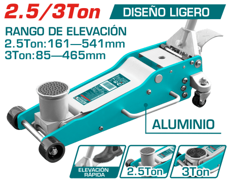 GATA LAGARTO 2.5/3TON 541/465MM ALUMINIO BOMBA DOBLE INDUSTRIAL