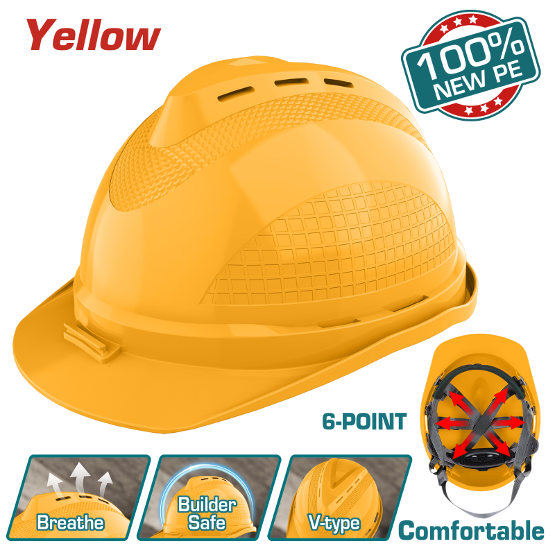 CASCO DE SEGURIDAD 100% NEW PE 6 PUNTOS CONFORTABLE 380G NARANJA INDUSTRIAL