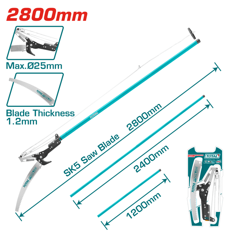 SIERRA DE MANGO EXTENDIBLE 2800MM HOJA:1.2MM SK5 TRIPLE DIENTE INDUSTRIAL