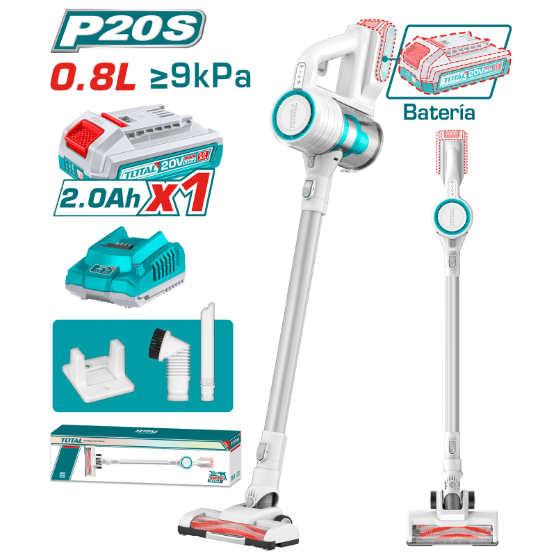 ASPIRADORA VERTICAL LI-ION 20V 0.8L PRESION 9KPA 1X2.0AH