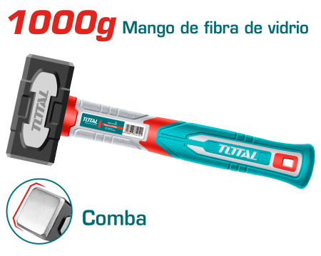 COMBA P/PIEDRA 1000G ACERO/CARBON 45 MANGO FIBRA DE VIDRIO
