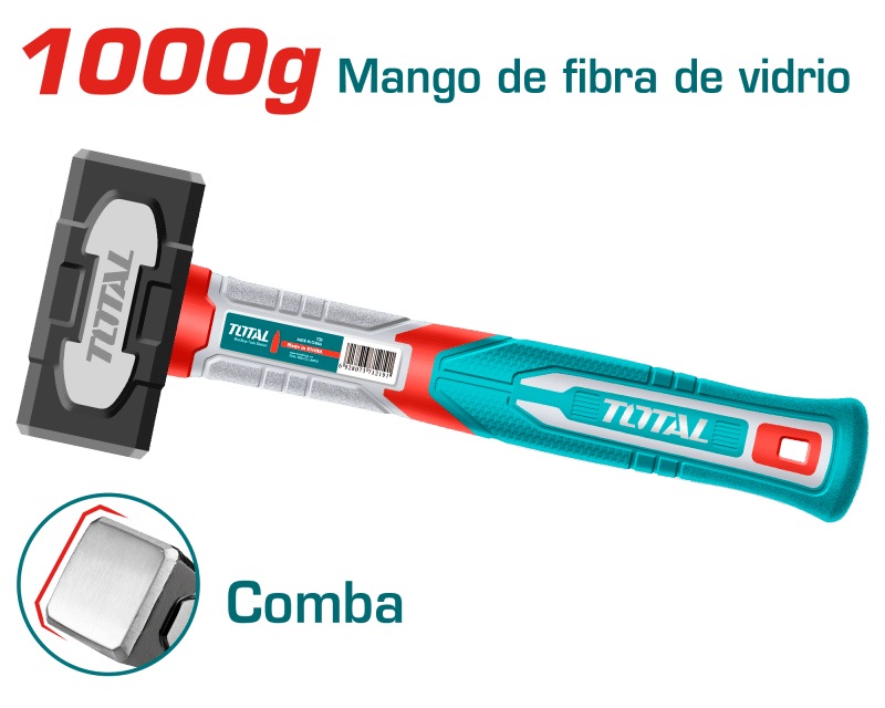 COMBA P/PIEDRA 1000G ACERO/CARBON 45 MANGO FIBRA DE VIDRIO