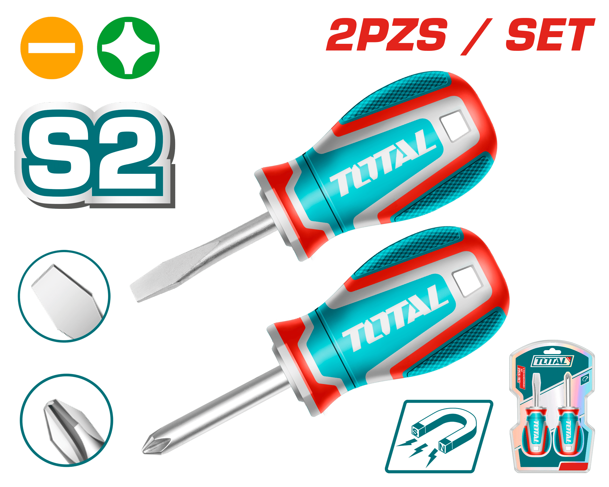 SET DESTORNILLADORES 2PCS S2 SL6.5+PH2 L:125MM MAG. INDUSTRIAL