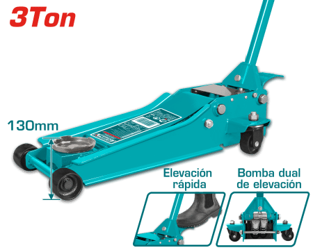 GATA LAGARTO 3TON 130-465MM DOBLE BOMBA LEVANTE RAPIDO INDUSTRIAL
