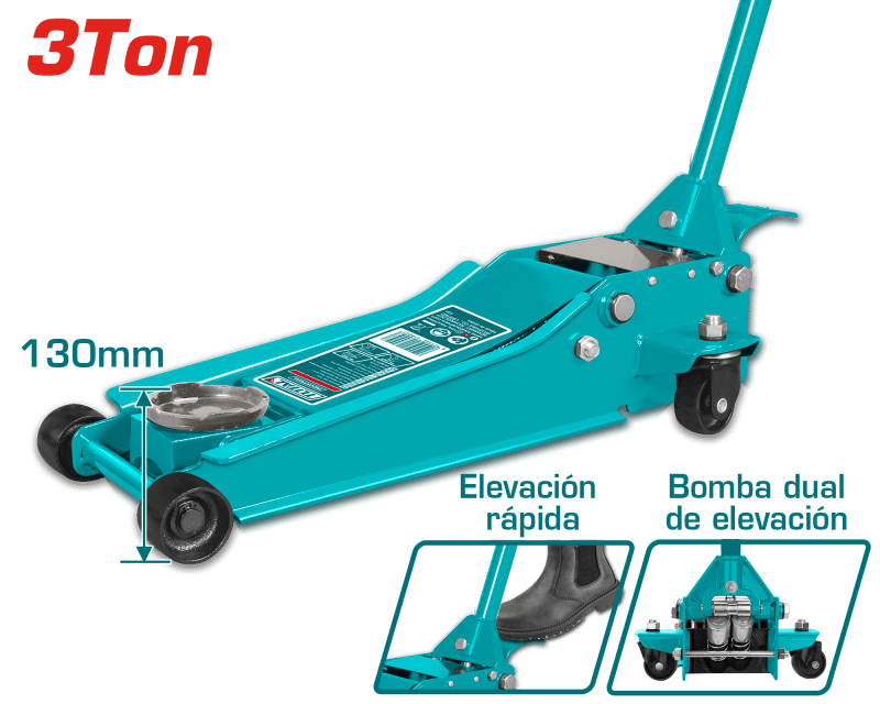 GATA LAGARTO 3TON 130-465MM DOBLE BOMBA LEVANTE RAPIDO INDUSTRIAL