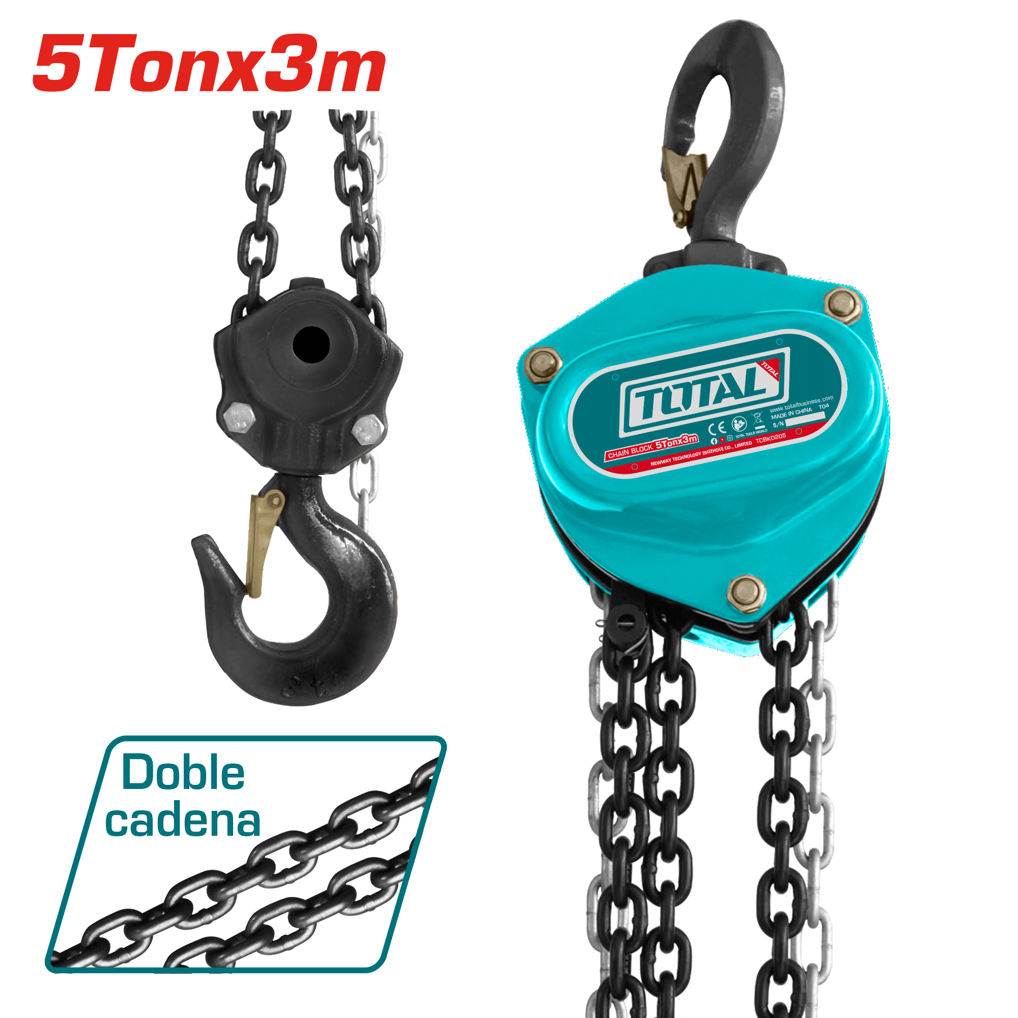 TECLE 5TON ALT:3M 360N DOBLE CADENA INDUSTRIAL
